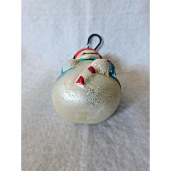 Glass Christmas Ornament Snowman Smile Holding Candy Cane 4" High - Picture 5 of 5